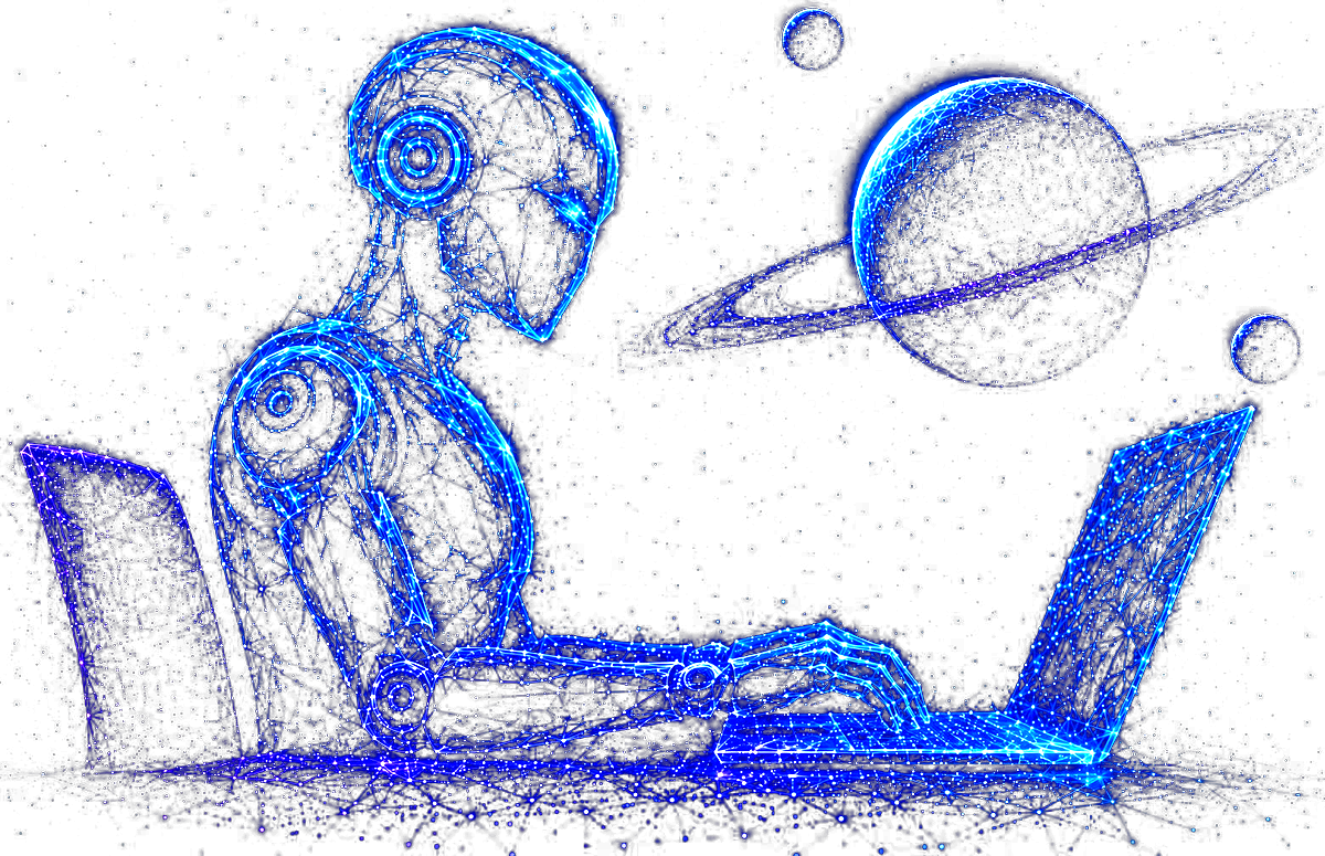 AI robot at laptop